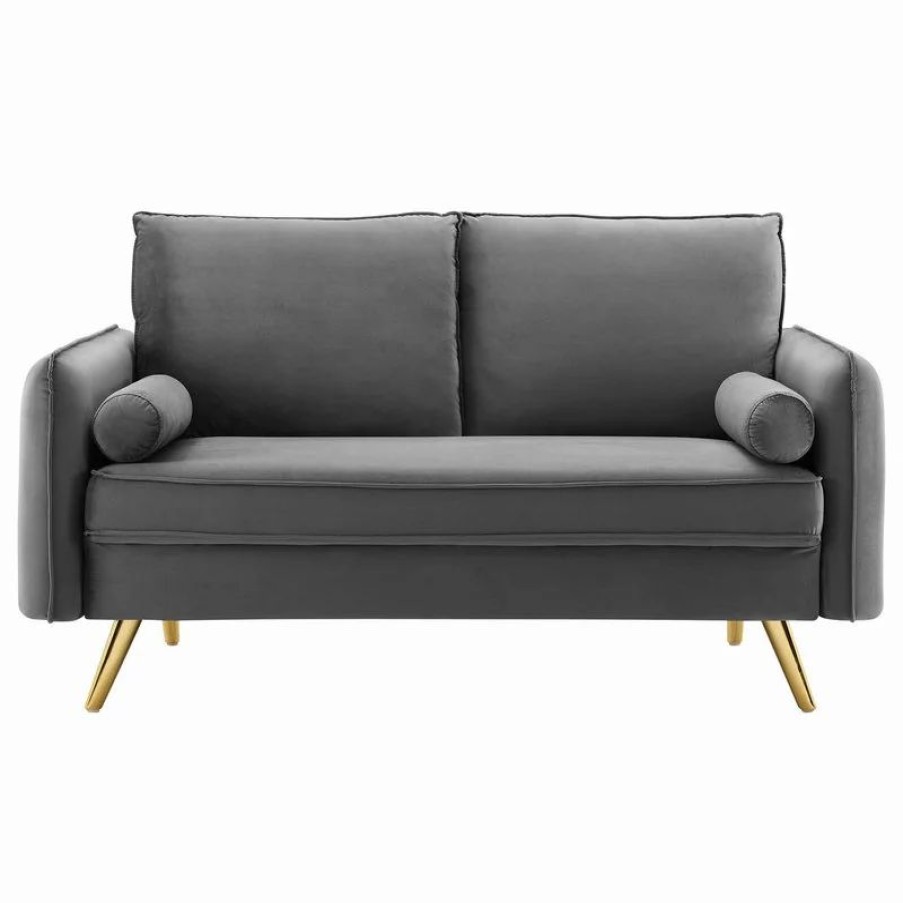 Sofas & Sectionals * | Lexmod Revive Performance Velvet Loveseat, Gray