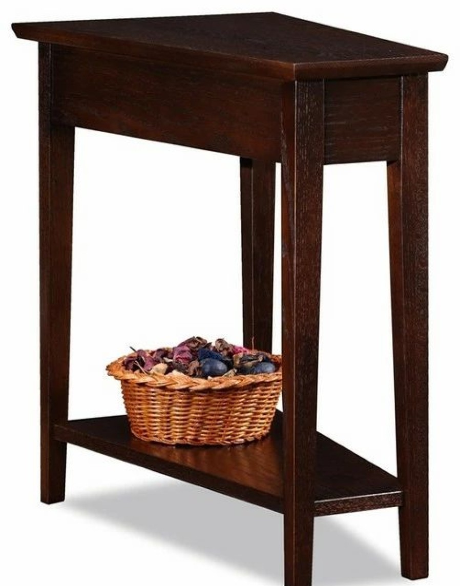 Coffee & Accent Tables * | Leick Home Leick Furniture Recliner Wood Wedge Table In A Chocolate Oak Finish