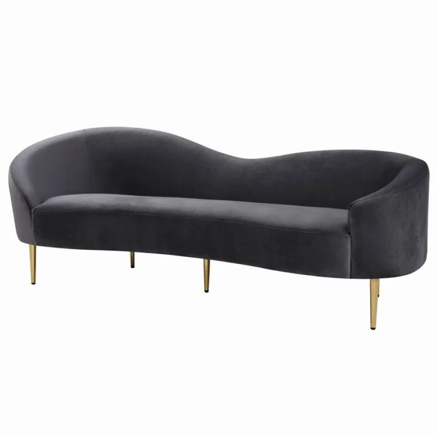 Sofas & Sectionals * | Meridian Furniture Ritz Velvet Sofa, Gray