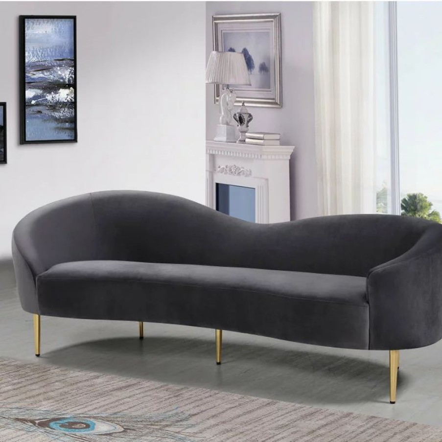 Sofas & Sectionals * | Meridian Furniture Ritz Velvet Sofa, Gray