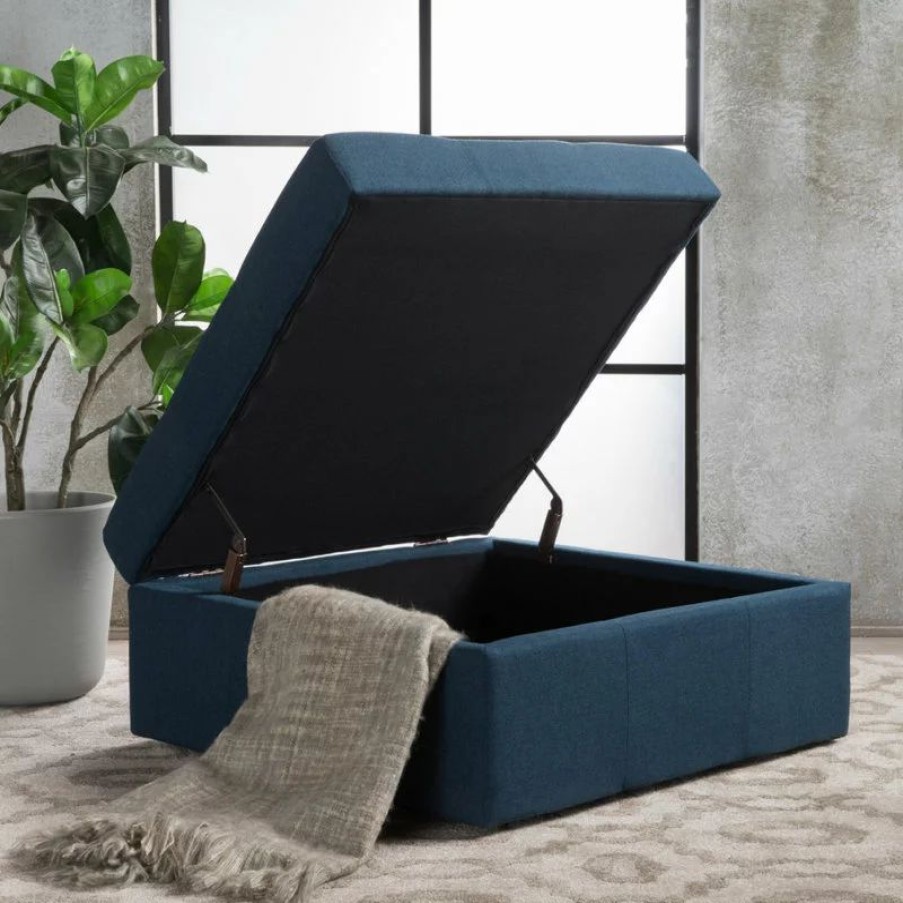 Footstools & Ottomans * | Gdfstudio Gdf Studio Chatsworth Tufted Fabric Storage Ottoman With Rolling Casters