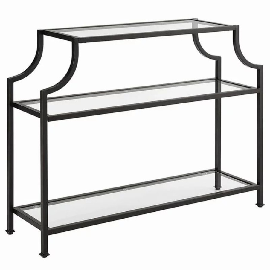 Console Tables * | Crosley Aimee Glass Top Accent Console Table In Oil Rubbed Bronze
