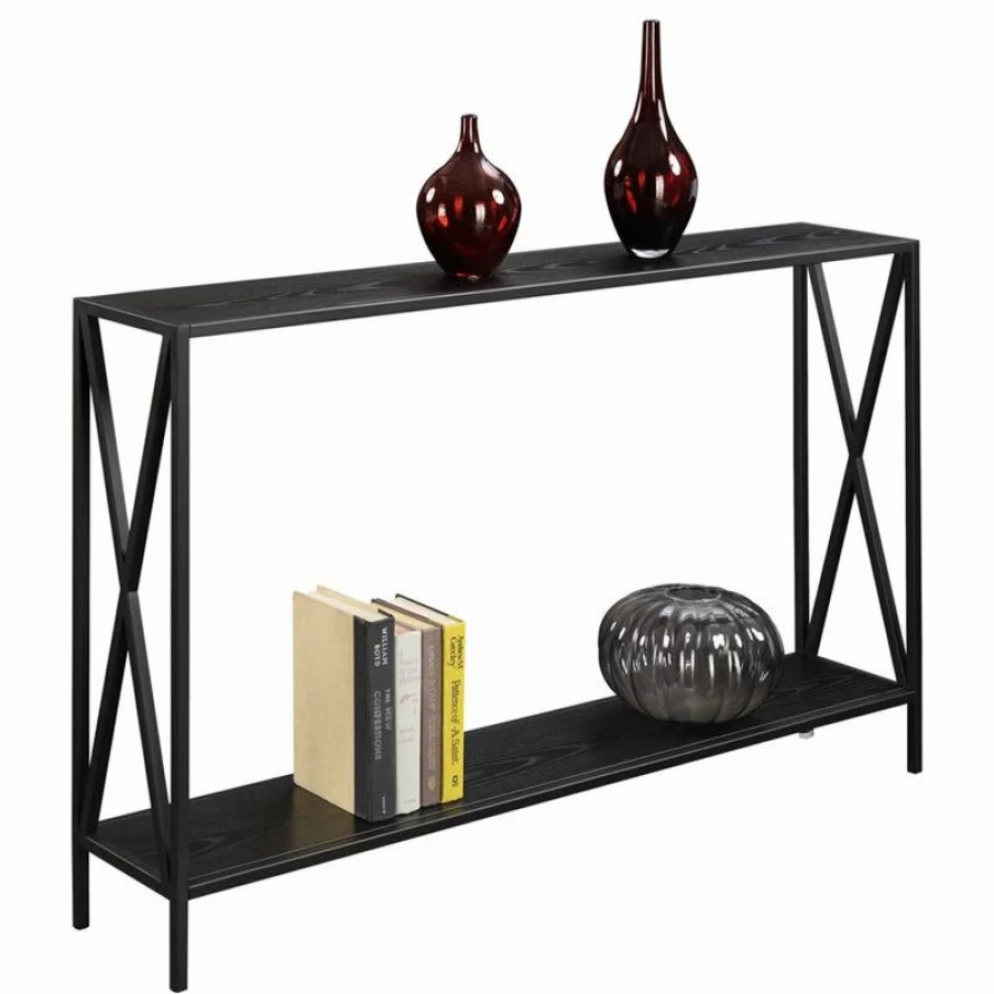 Console Tables * | Convenience Concepts Tucson Black Console Table With Shelf R4-0182