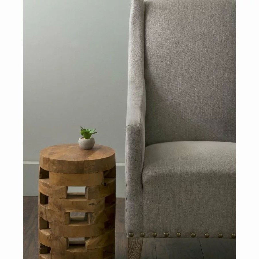 Coffee & Accent Tables * | East At Main'S Hixson Brown Teakwood Round Accent Table