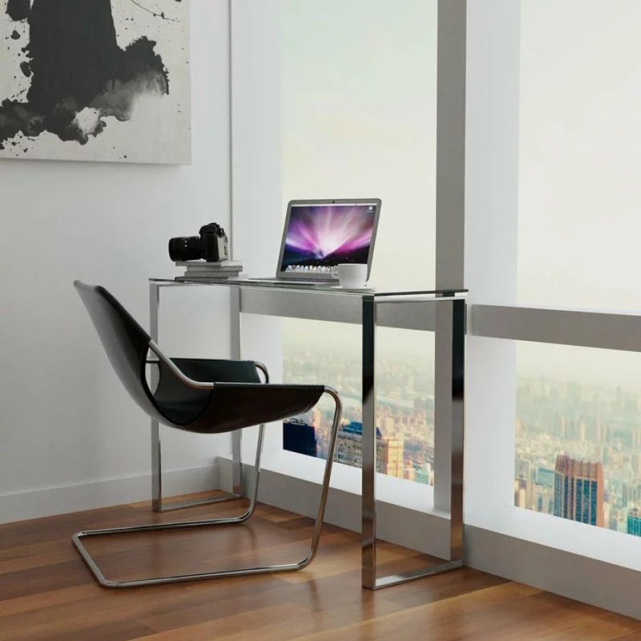 Console Tables * | Cortesi Home Remi Contemporary Glass Console Table With Chrome Finish