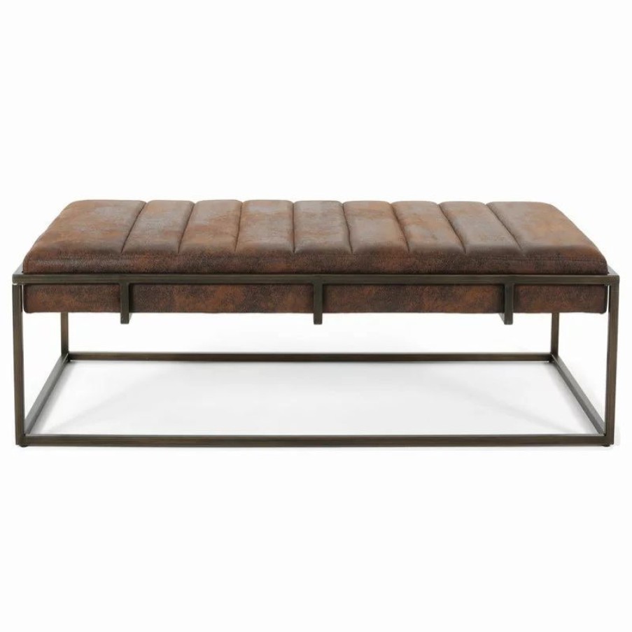 Footstools & Ottomans * | Gdfstudio Gdf Studio Vassy Modern Velvet Ottoman Bench, Brown/Brush Gold