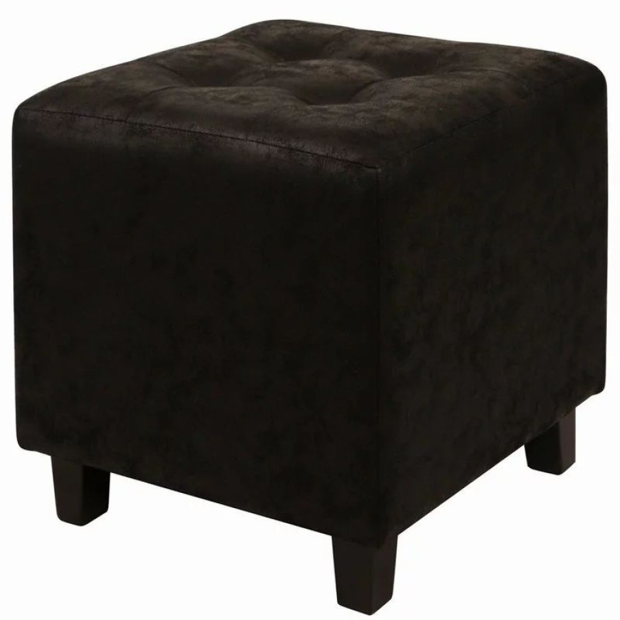 Footstools & Ottomans * | Lux Home Taylor Antique Square Ottoman Black