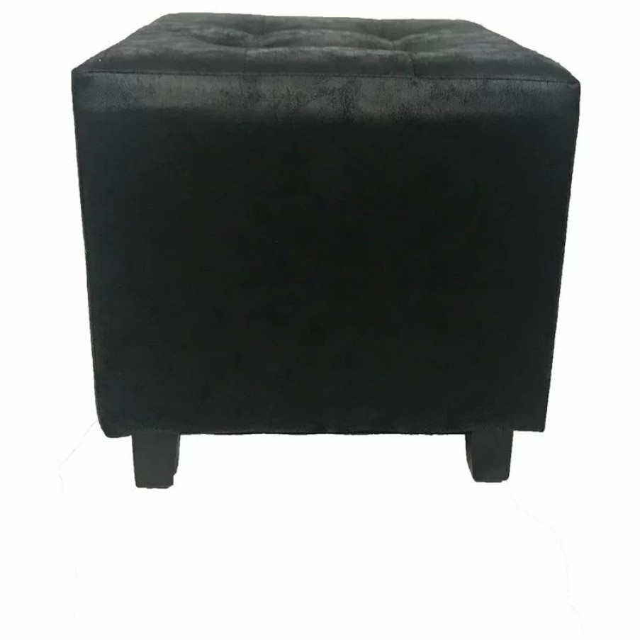 Footstools & Ottomans * | Lux Home Taylor Antique Square Ottoman Black