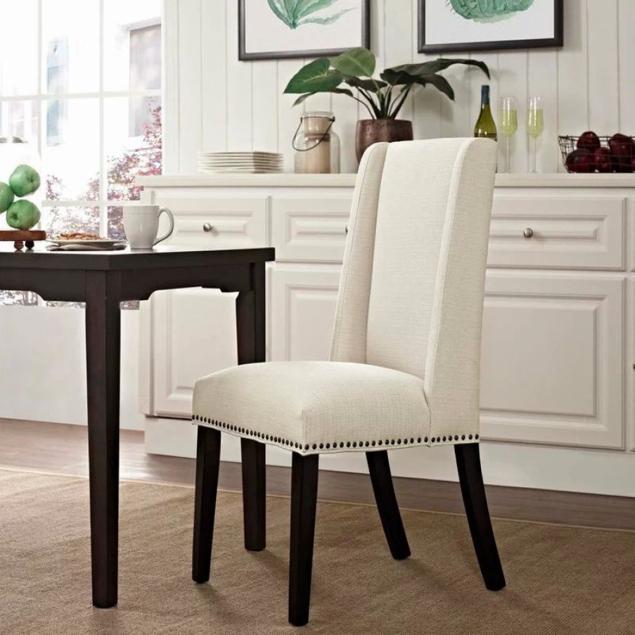 Chairs * | Lexmod Baron Parsons Upholstered Fabric Dining Side Chair, Beige