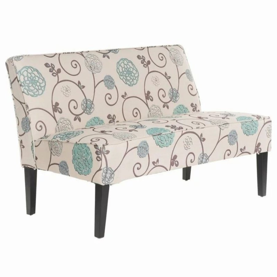 Sofas & Sectionals * | Gdfstudio Gdf Studio Charlotte Modern Simple Elegant Fabric Loveseat, White/Blue Floral