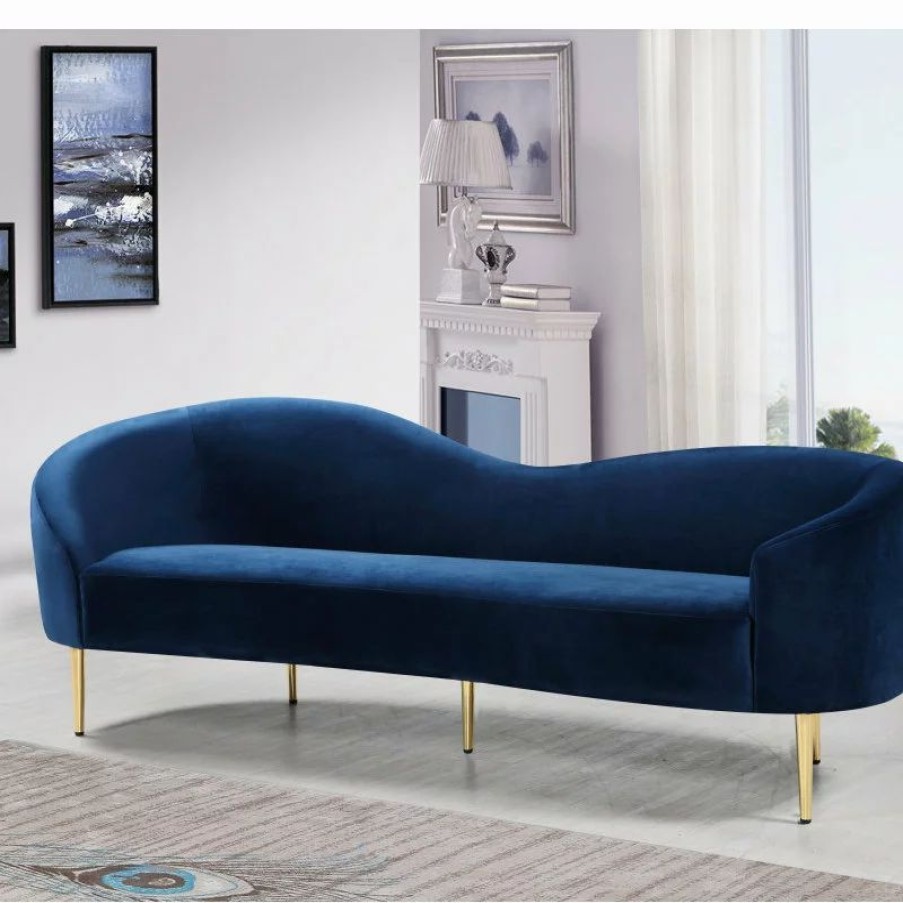 Sofas & Sectionals * | Meridian Furniture Ritz Velvet Sofa, Navy