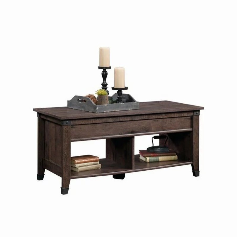 Coffee & Accent Tables * | Sauder Carson Forge Lift-Top Wood And Metal Coffee Table In Coffee Oak