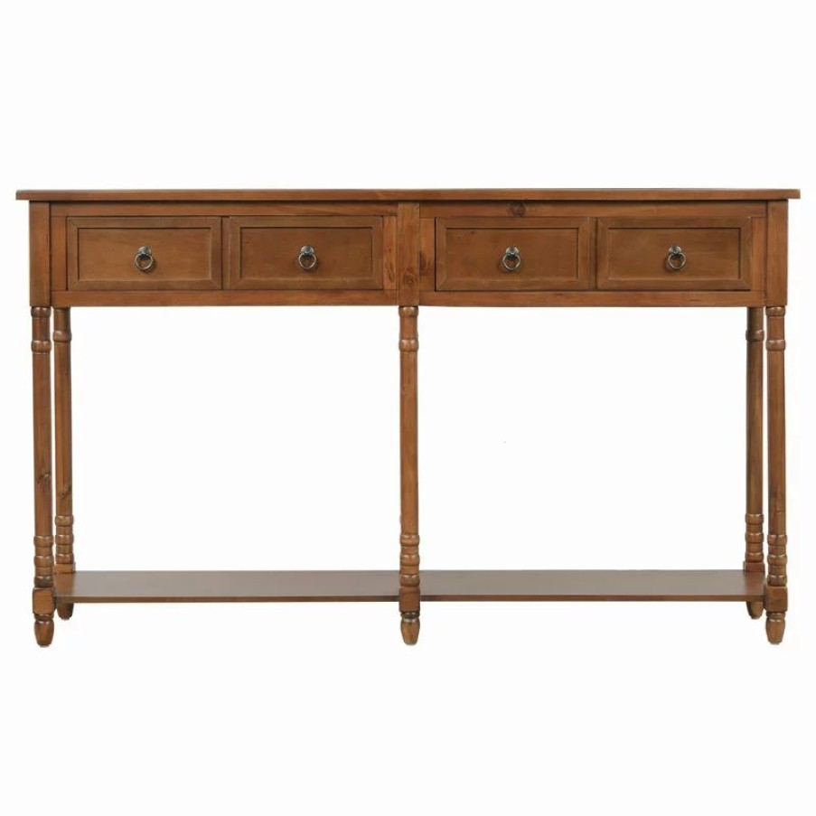 Console Tables * | Flint Garden Inc Console Table Sofa Table With Storage Console Tables, Antique Walnut