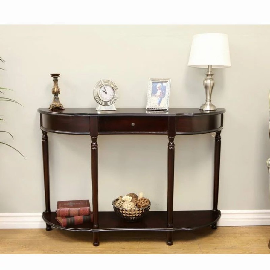 Console Tables * | Megahome Console Sofa Table With Drawer, Espresso