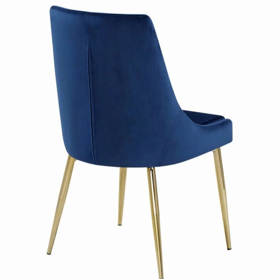 Chairs * | Meridian Furniture Karina Velvet Dining Chairs, Set Of 2, Navy, Gold Base
