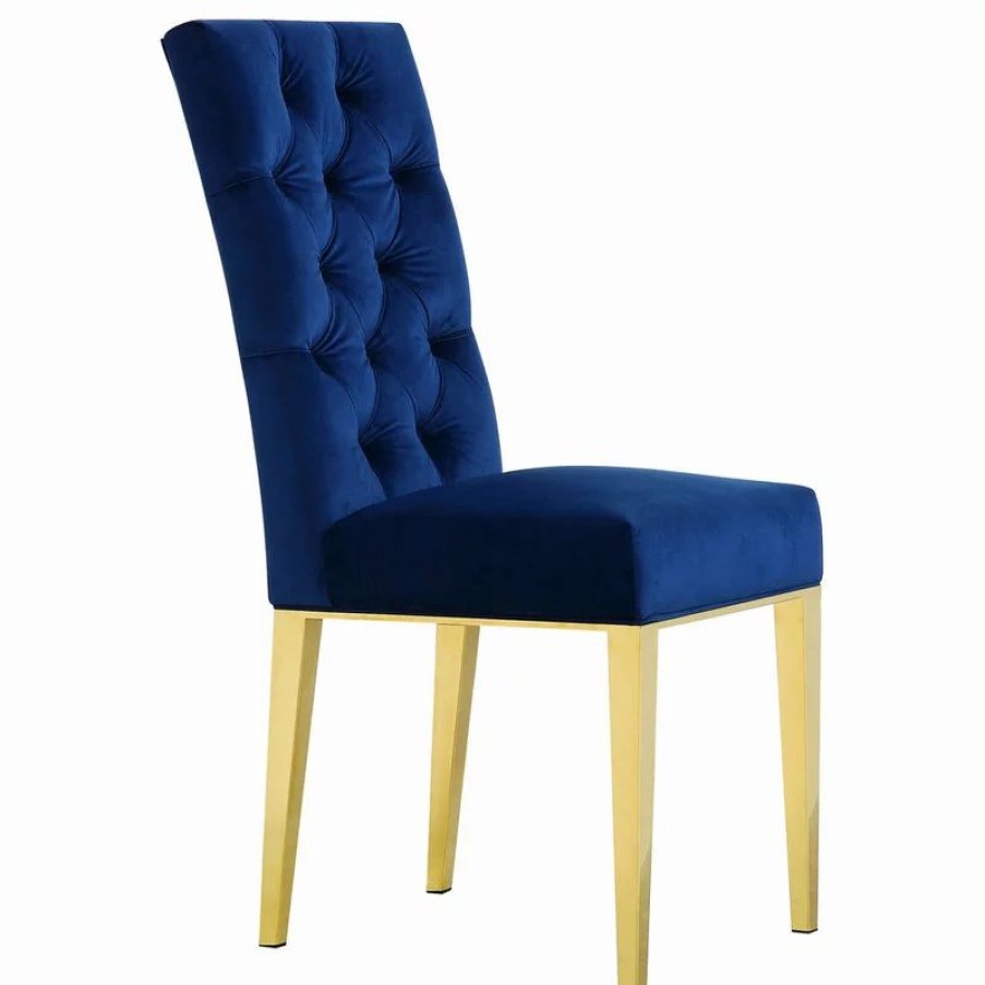 Chairs * | Meridian Furniture Capri Velvet Dining Chair, Set Of 2, Navy