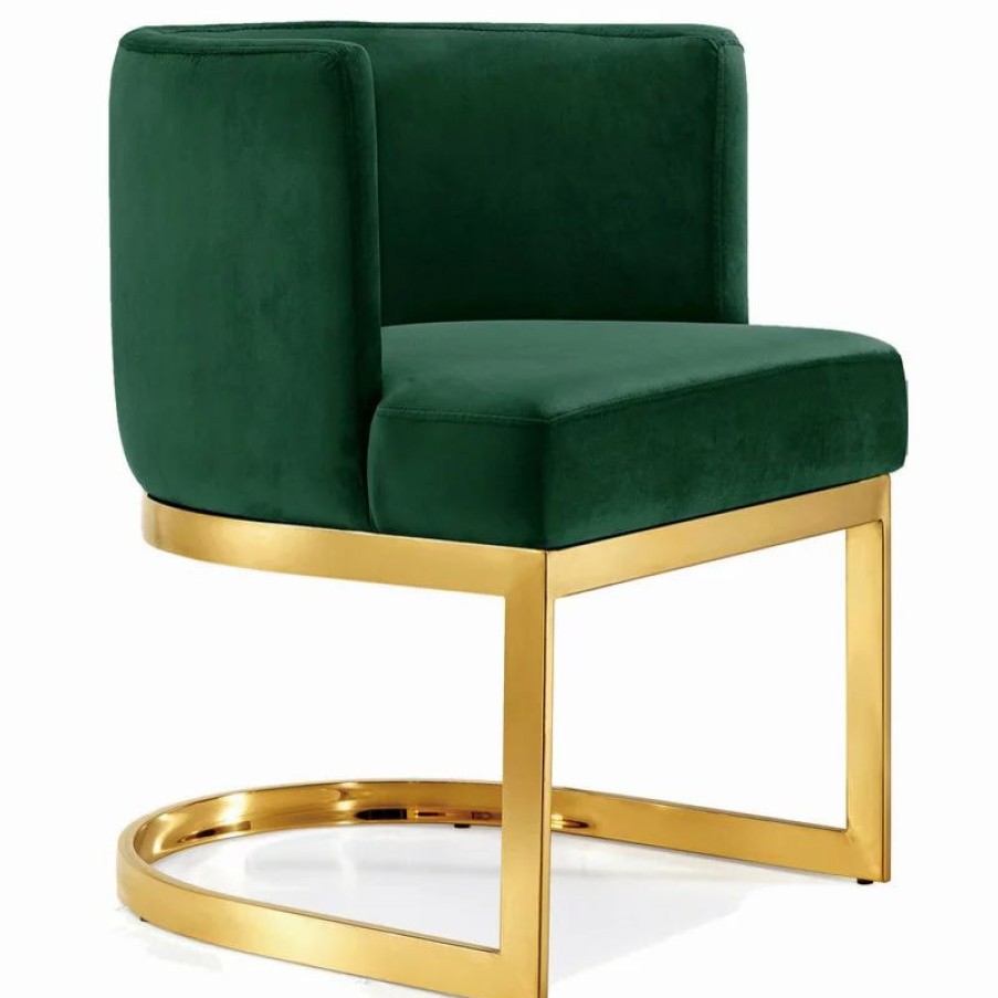 Chairs * | Mod The Fay Dining Chair, Green And Gold, Velvet