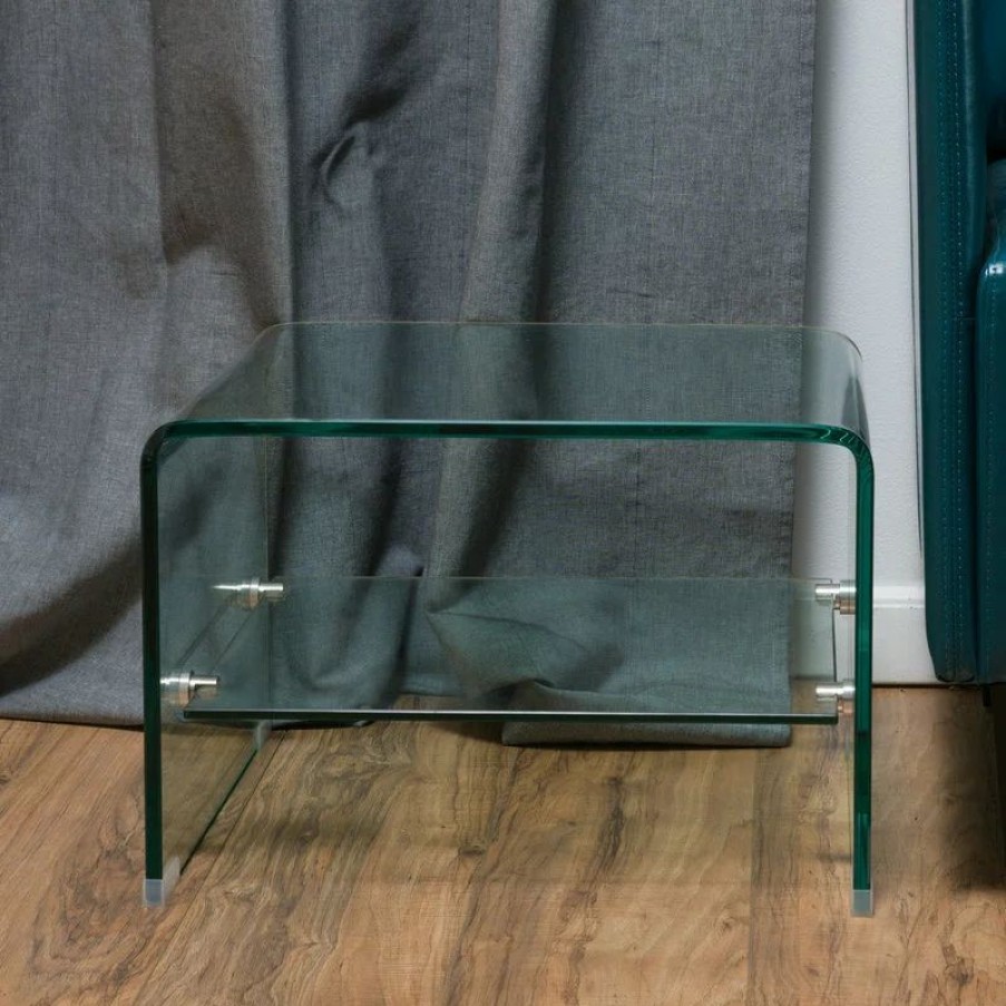Coffee & Accent Tables * | Gdfstudio Gdf Studio Classon Transparent Glass End Table With Shelf