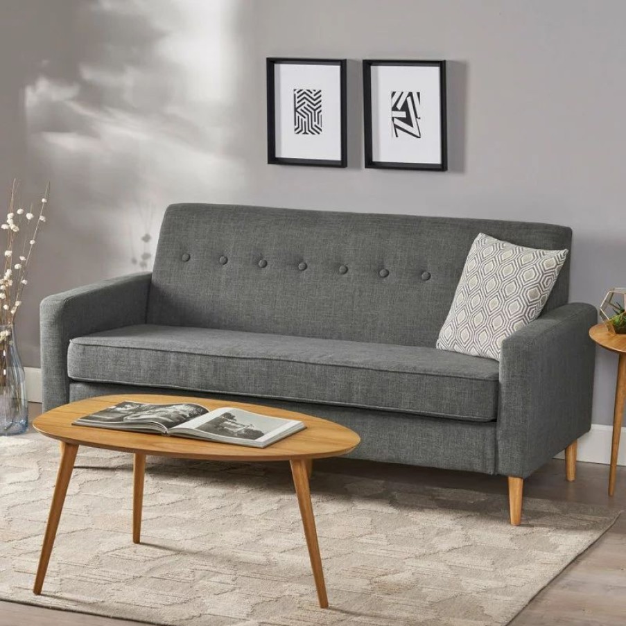 Sofas & Sectionals * | Gdfstudio Gdf Studio Stratford Mid Century Modern Fabric 3-Seat Sofa, Gray