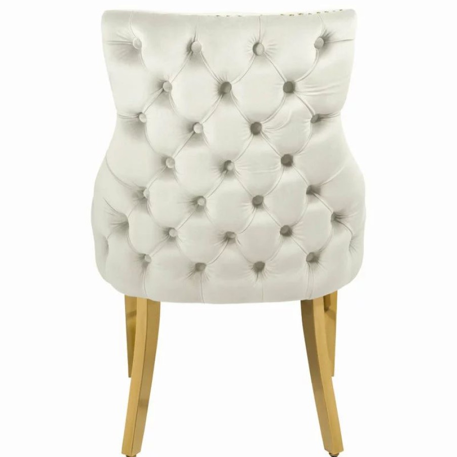Chairs * | Mod The Sovereign Dining Chair, Cream, Velvet, Set Of 2