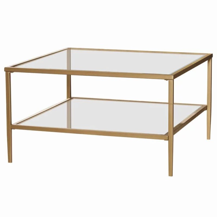 Coffee & Accent Tables * | Sei Furniture Tipton Square Metal/Glass Open Shelf Cocktail Table, Gold