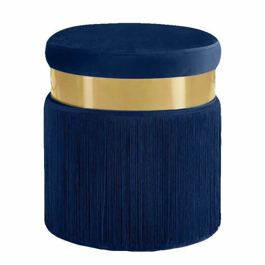 Footstools & Ottomans * | Meridian Furniture Yasmine Velvet Ottoman/Stool, Navy