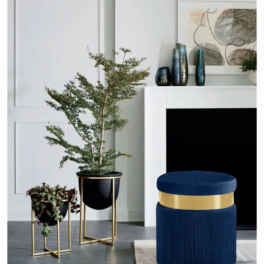 Footstools & Ottomans * | Meridian Furniture Yasmine Velvet Ottoman/Stool, Navy