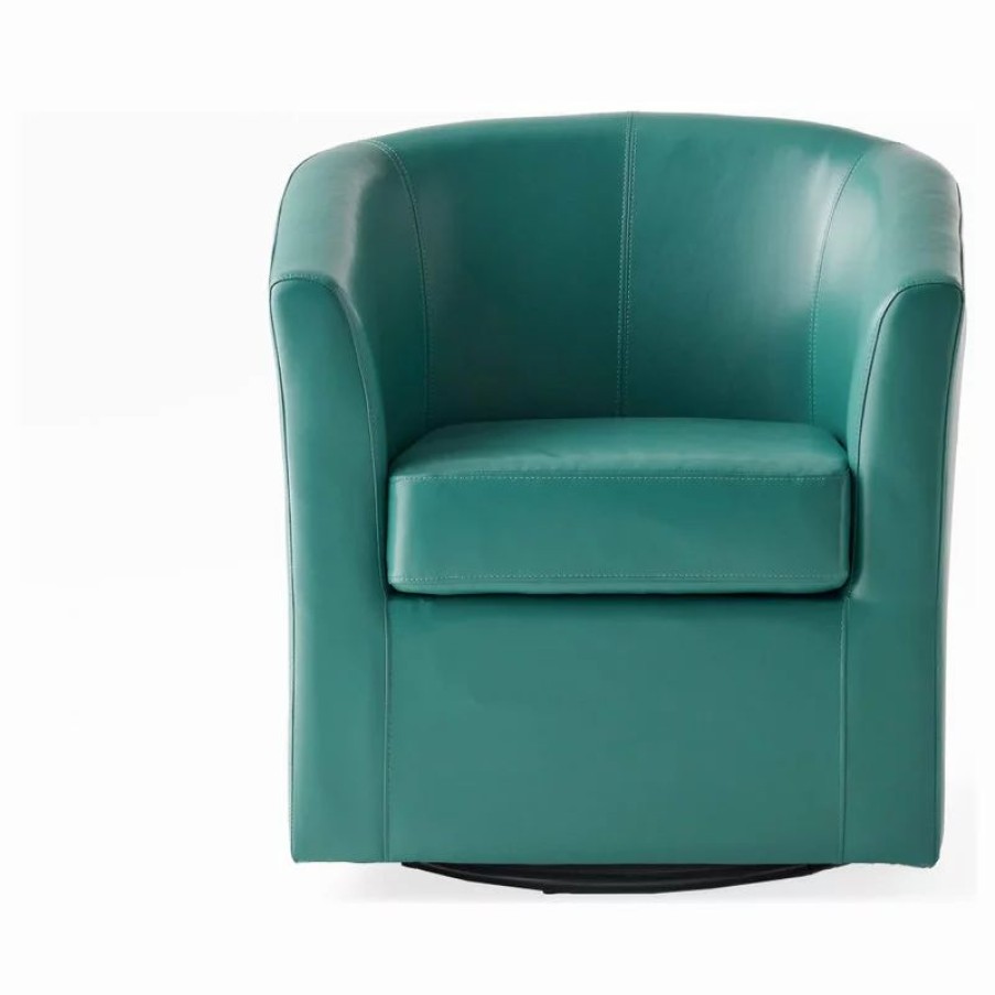 Chairs * | Gdfstudio Gdf Studio Corley Faux Leather Swivel Club Chair, Turquoise