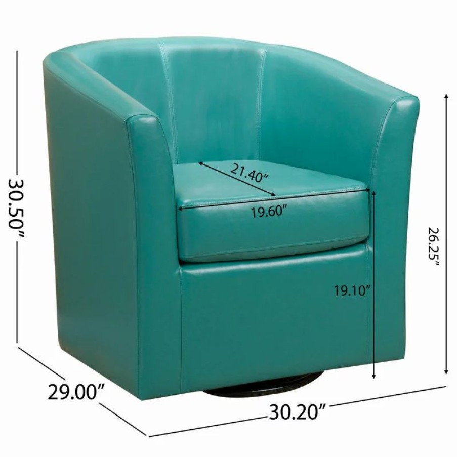 Chairs * | Gdfstudio Gdf Studio Corley Faux Leather Swivel Club Chair, Turquoise