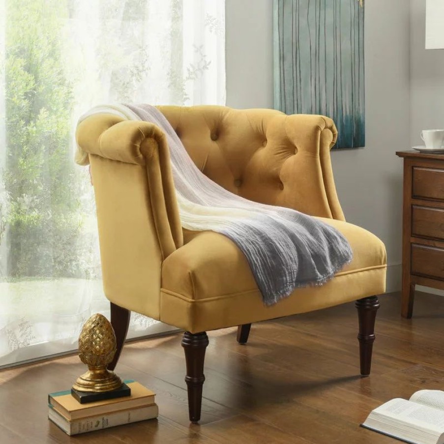 Chairs * | Jennifer Taylor Home Katherine Tufted Accent Chair, Mustard Gold Velvet