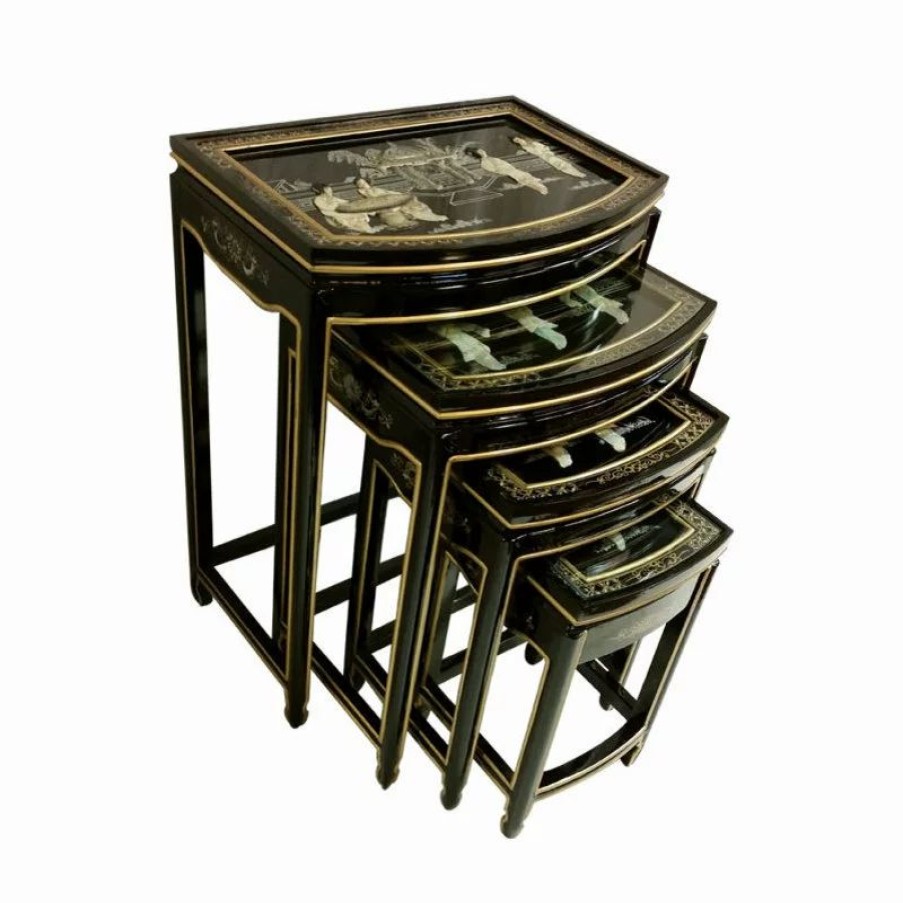 Coffee & Accent Tables * | Oriental Furnishings Black Lacquer Asian Stacking Tables, 4-Piece Set
