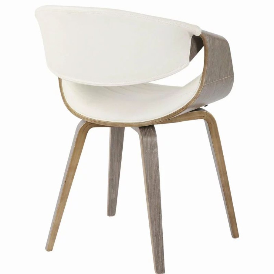 Chairs * | Mod The Aria Dining Chair, Light Gray And White, Wood, Pu Leather