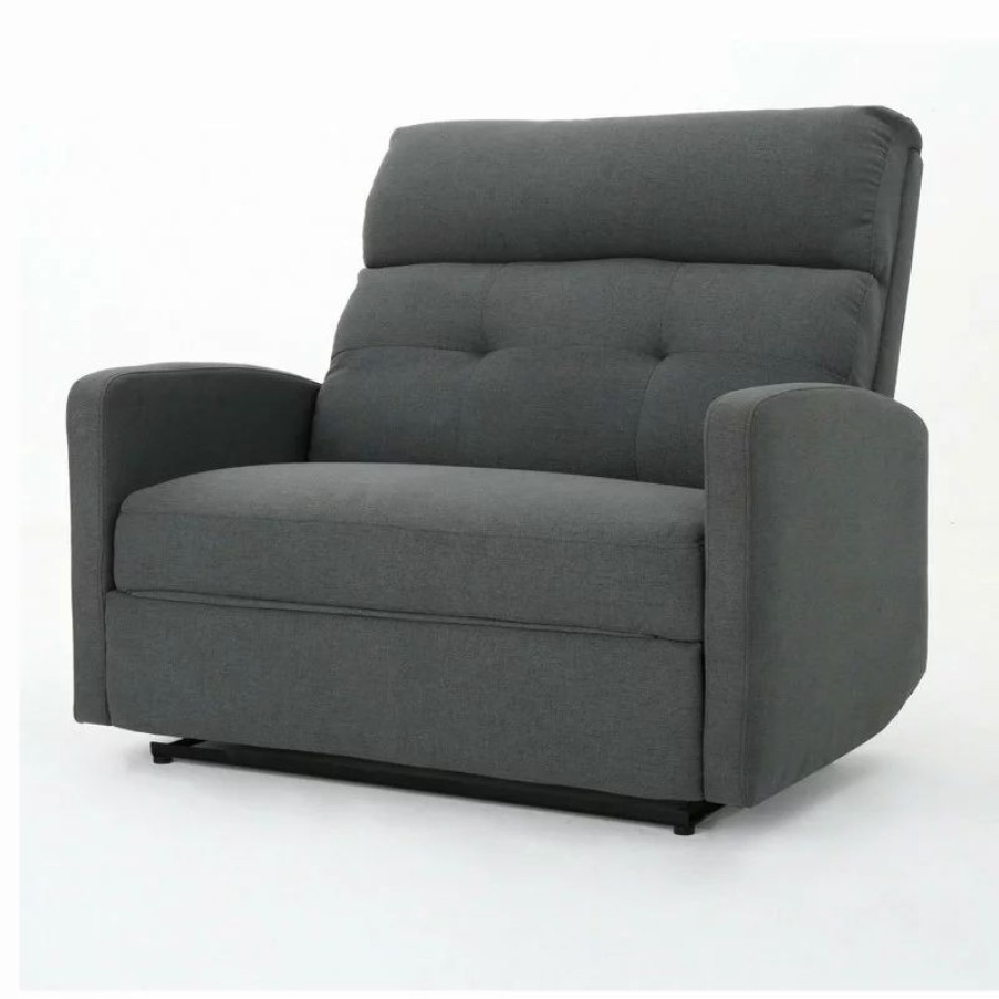 Sofas & Sectionals * | Gdfstudio Gdf Studio Hana Plush Cushion Tufted Back Loveseat Recliner, Fabric/Charcoal