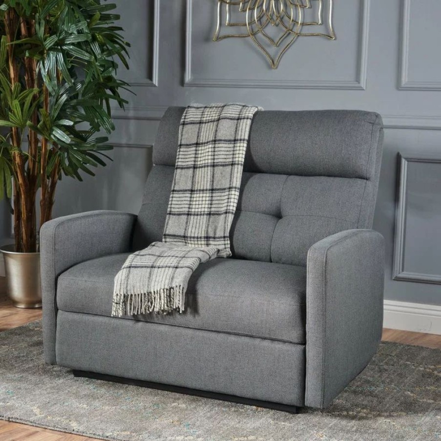 Sofas & Sectionals * | Gdfstudio Gdf Studio Hana Plush Cushion Tufted Back Loveseat Recliner, Fabric/Charcoal