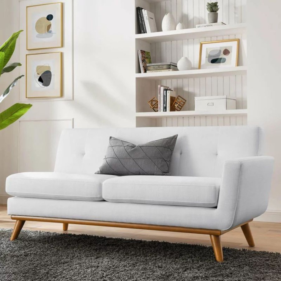 Sofas & Sectionals * | Lexmod Engage Right-Arm Upholstered Fabric Loveseat, White