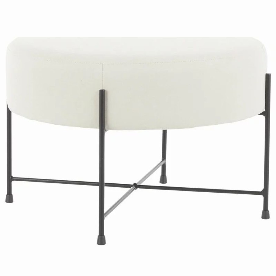Footstools & Ottomans * | Lumisource Daniella Ottoman With Black Metal And Cream Fabric Ot-Daniella Bkcr
