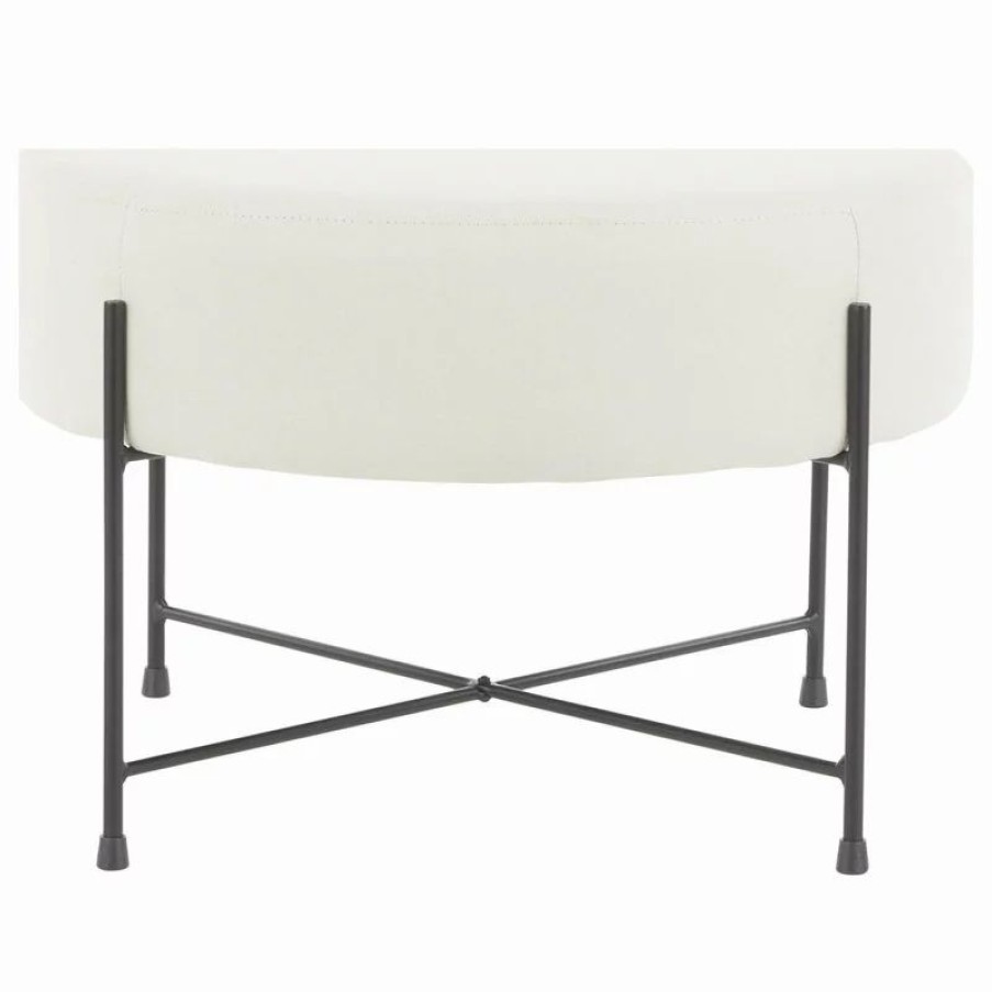Footstools & Ottomans * | Lumisource Daniella Ottoman With Black Metal And Cream Fabric Ot-Daniella Bkcr