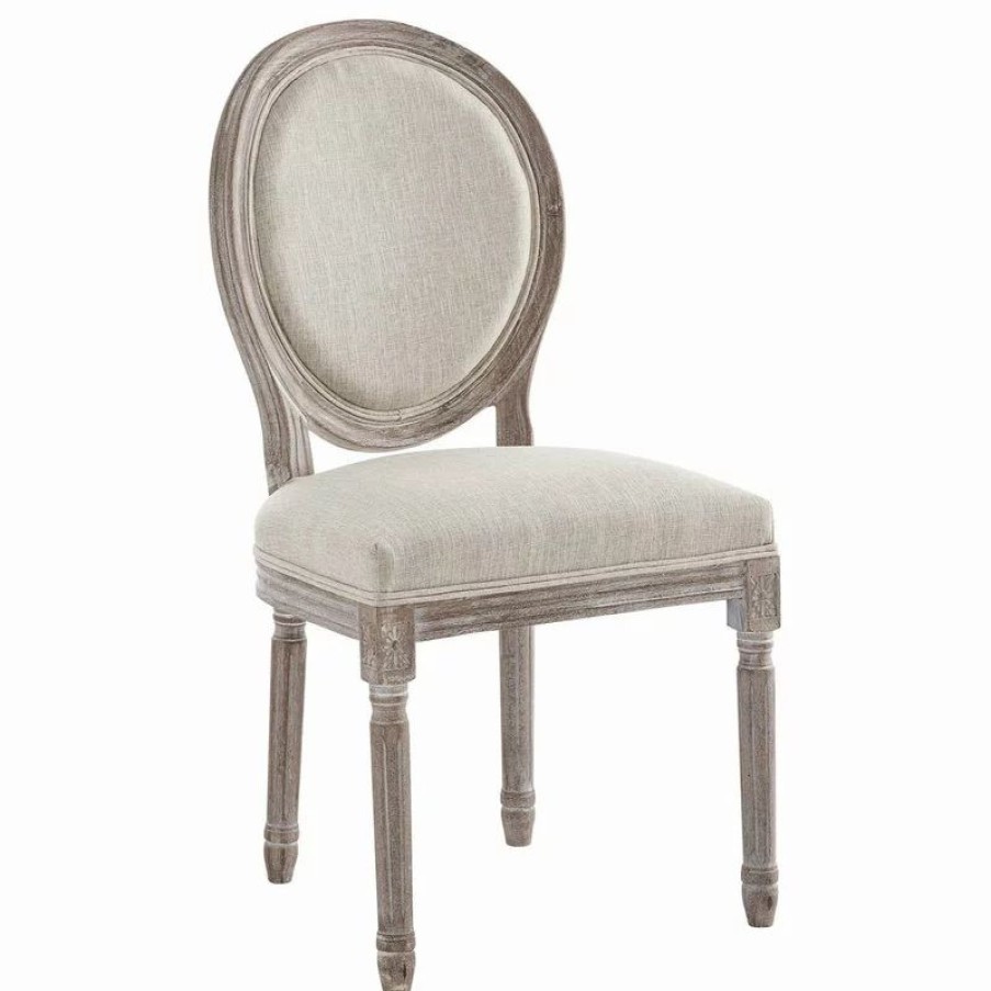 Chairs * | Modway Emanate Vintage French Upholstered Fabric Dining Side Chair Eei-2821-Bei