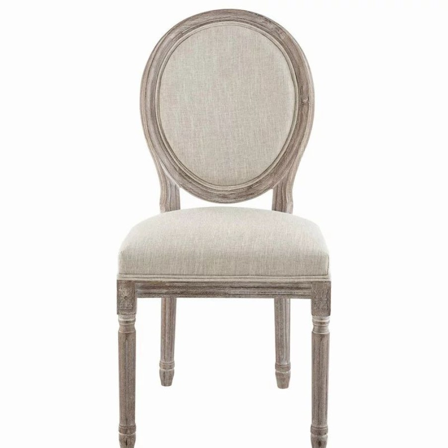 Chairs * | Modway Emanate Vintage French Upholstered Fabric Dining Side Chair Eei-2821-Bei