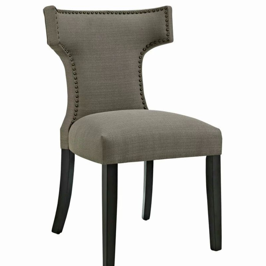 Chairs * | Lexmod Curve Upholstered Fabric Dining Chair, Granite