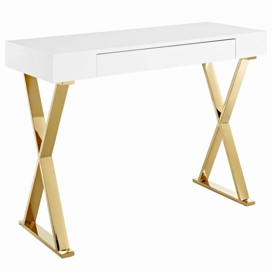 Console Tables * | Lexmod Sector Stainless Steel Console Table, White Gold