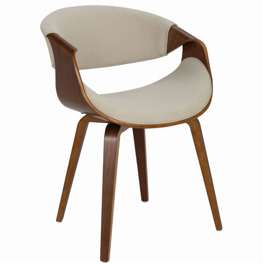 Chairs * | Lumisource Curvo Dining Chair With Walnut Wood And Cream Fabric Ch-Crvnl Wl+Cr