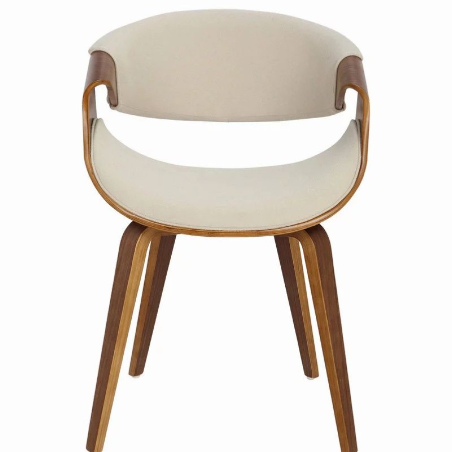 Chairs * | Lumisource Curvo Dining Chair With Walnut Wood And Cream Fabric Ch-Crvnl Wl+Cr