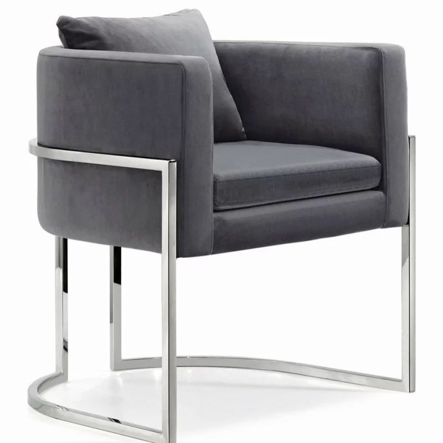 Chairs * | Meridian Furniture Pippa Velvet Accent Chair, Gray