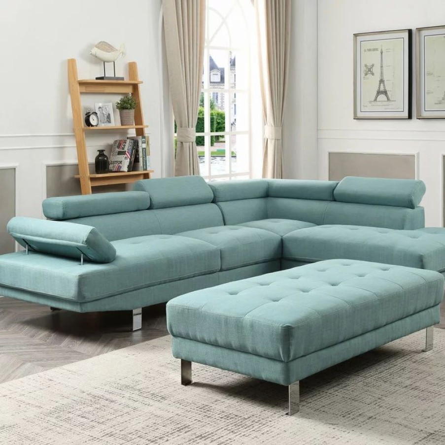 Sofas & Sectionals * | Glory Furniture Riveredge Sectional, Teal