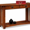 Console Tables * | Leick Home Leick Furniture Wood Mission Console Table With Drawers And Shelf In Oak