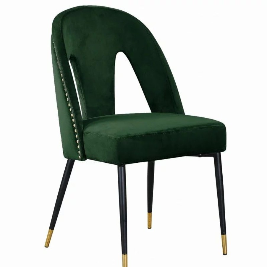 Chairs * | Mod The Roxy Dining Chair, Green, Velvet, Set Of 2
