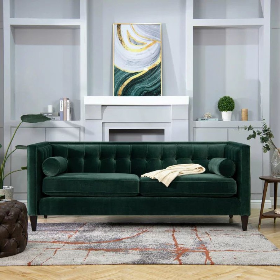 Sofas & Sectionals * | Jennifer Taylor Home Jack 84 Modern Tuxedo Tufted Sofa, Hunter Green