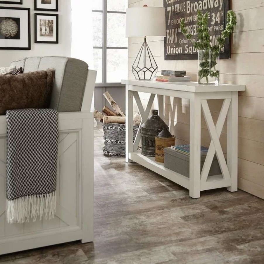 Console Tables * | Homestyles Seaside Lodge Wood Console Table In Off White