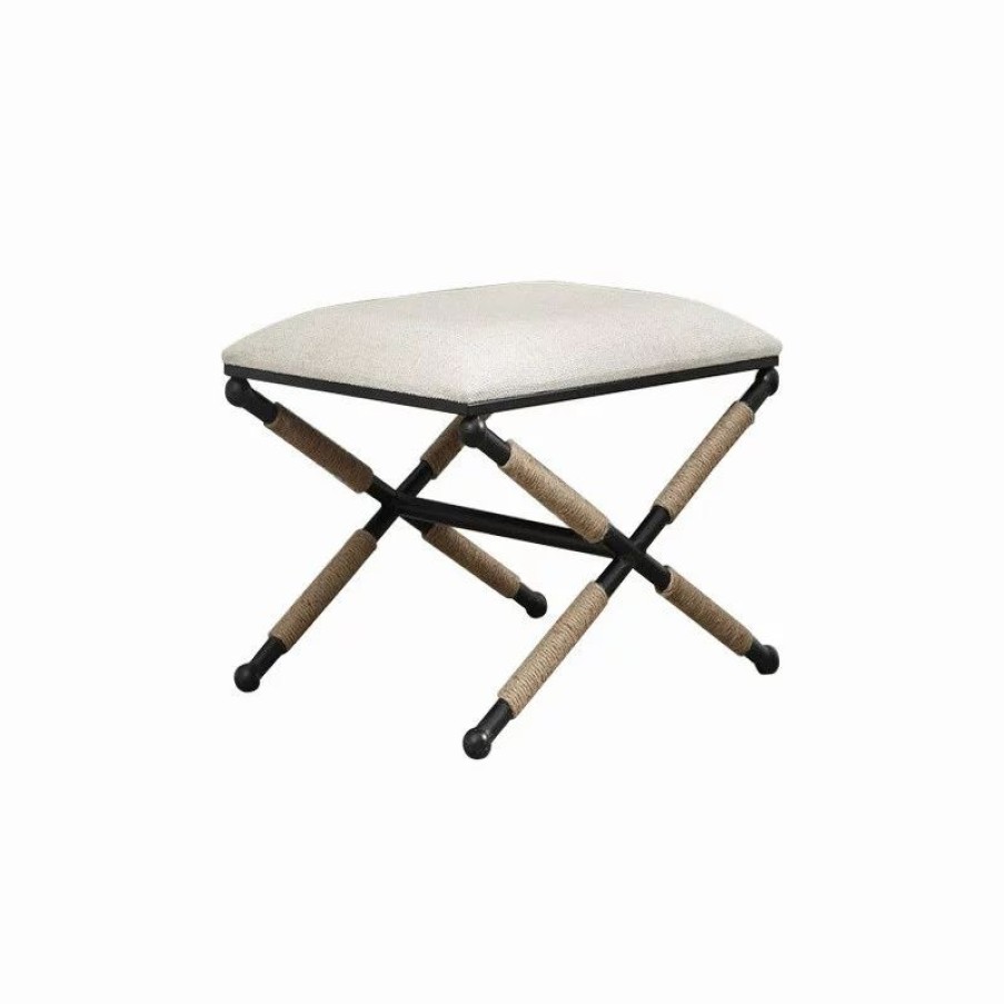 Footstools & Ottomans * | Linon Home Decor Products Linon Anna Campaign Metal Accent Stool In Black
